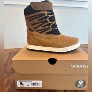 NWT Merrell Kids Tan and Black Snowbank Snow Boots
